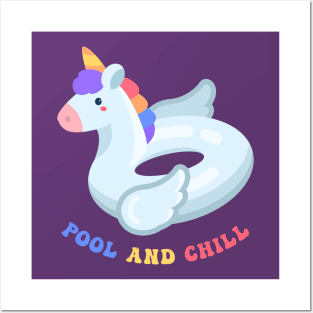 Pool and Chill with Unicorn Posters and Art